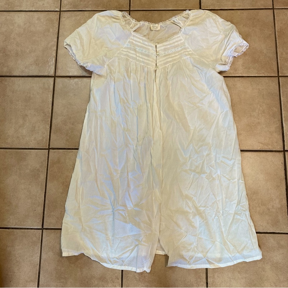 Vintage Sears Carriage Court Nightgown Made in the USA White w/ Baby Blue Ribbon